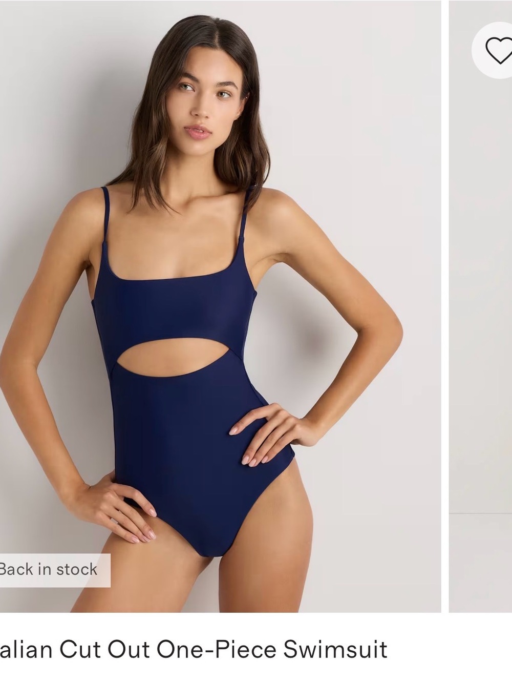 Quince Italian Cut-Out One-Piece Swimsuit - Navy Bathing Suit Medium small swim